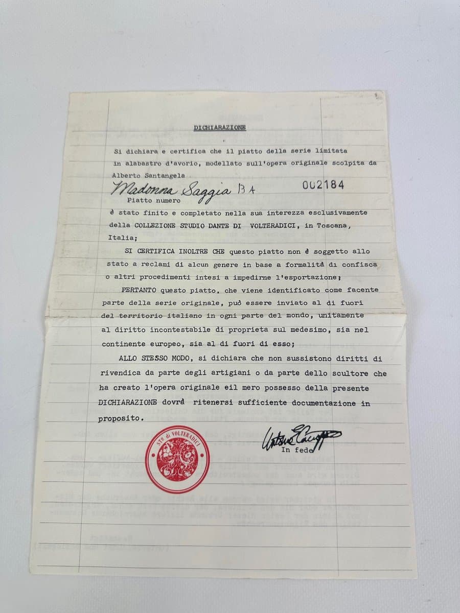 Patera ścienna, alabaster kość słoniowa, proj. A. Santangela, Włochy, lata 70. - 154459