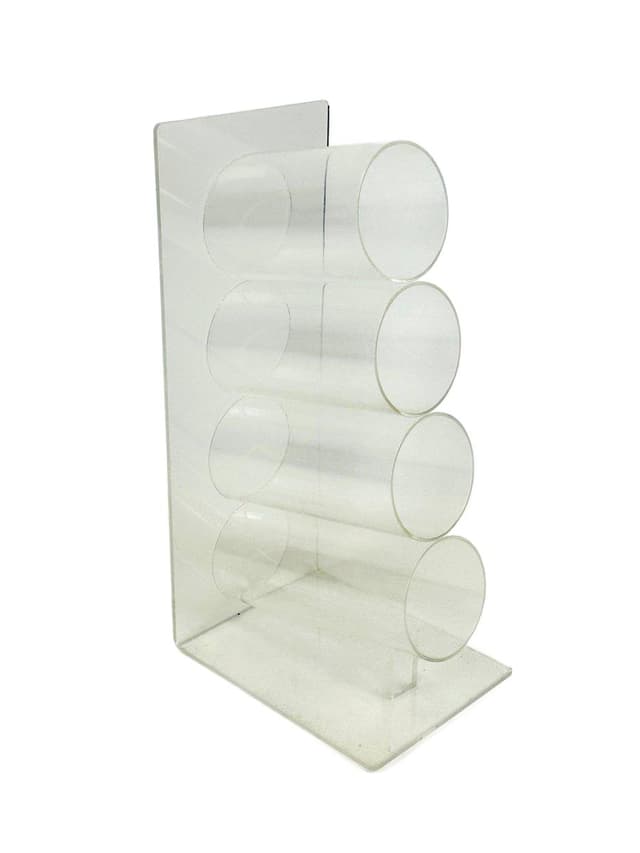 Stojak na wino, transparentny akryl, lata 70. - WYMIARY