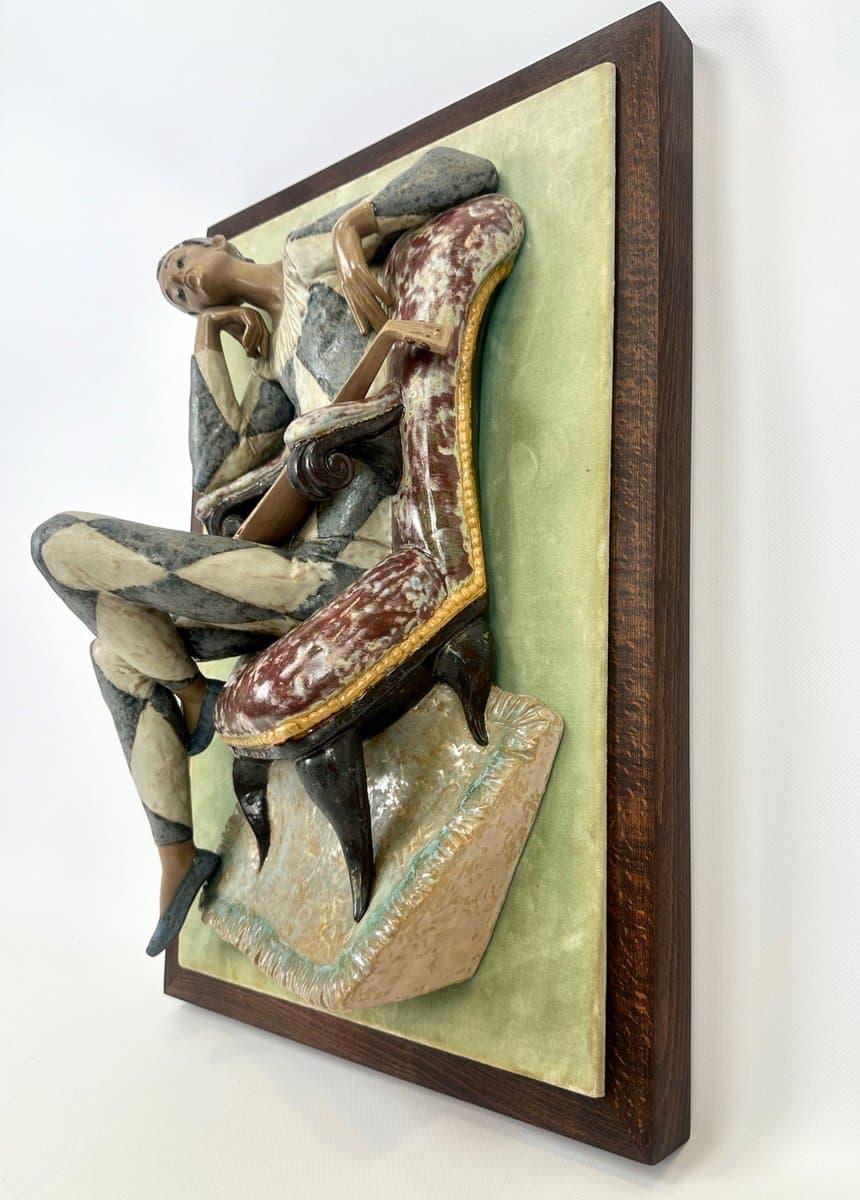 Rzeźba ścienna Harlequin, multicolor, ceramika, F. García, Hiszpania, lata 70. - 154508