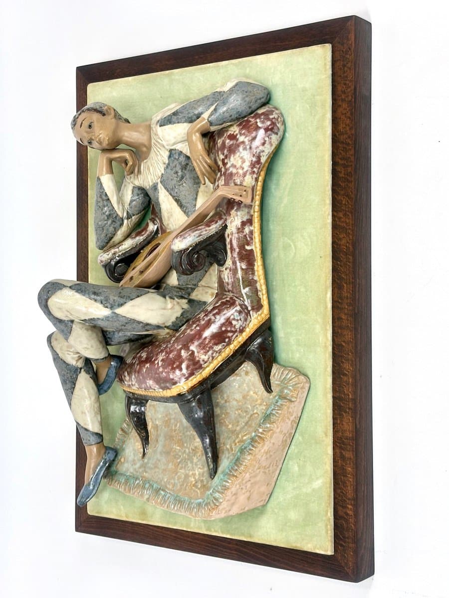 Rzeźba ścienna Harlequin, multicolor, ceramika, F. García, Hiszpania, lata 70. - 154512