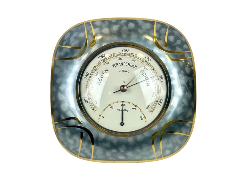 Stacja pogody, niebieski, mosiądz, Niemcy, lata 60.