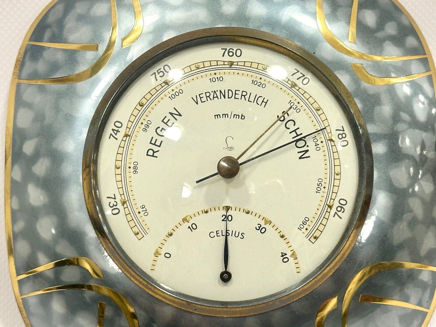 Stacja pogody, niebieski, mosiądz, Niemcy, lata 60. - 154529