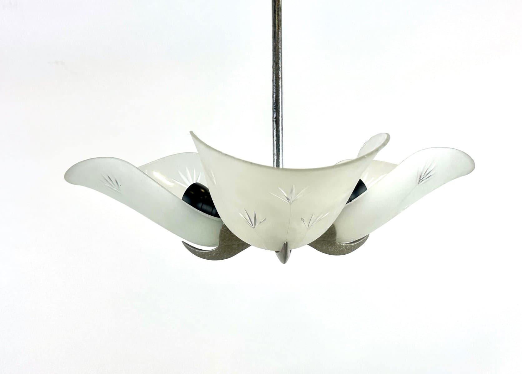 Pendant Lamp Art Deco, silver crystal, Czech Republic, 1940s - 154593