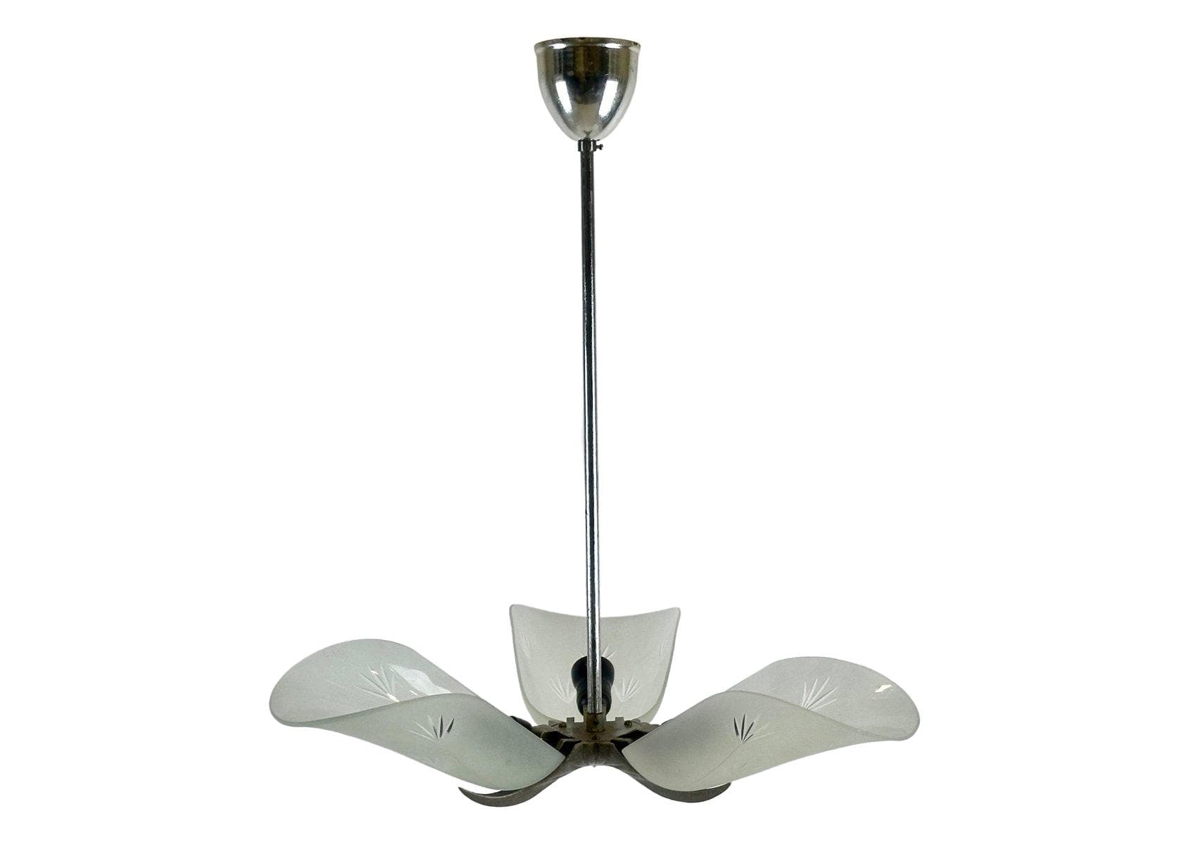 Pendant Lamp Art Deco, silver crystal, Czech Republic, 1940s