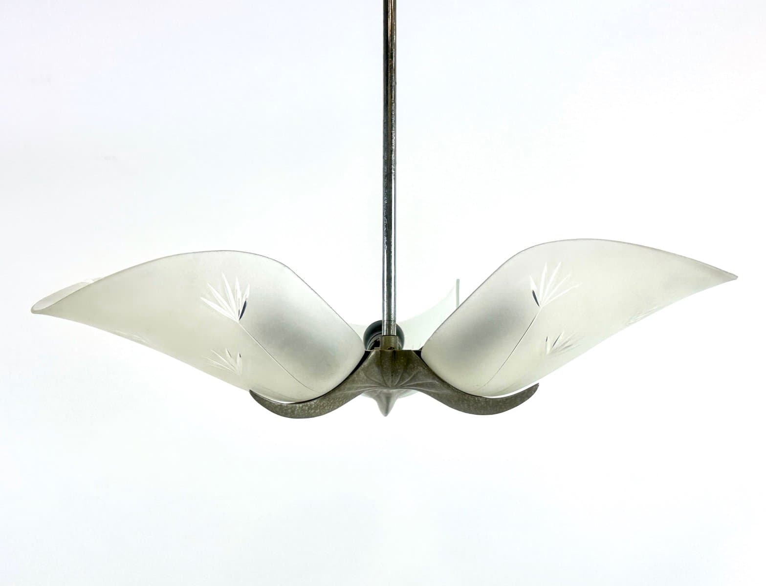 Pendant Lamp Art Deco, silver crystal, Czech Republic, 1940s - 154602