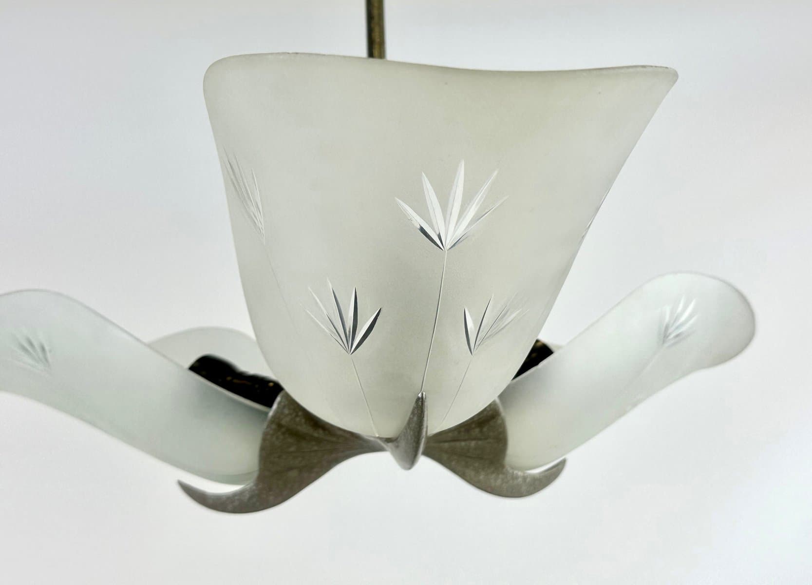 Pendant Lamp Art Deco, silver crystal, Czech Republic, 1940s - 154597