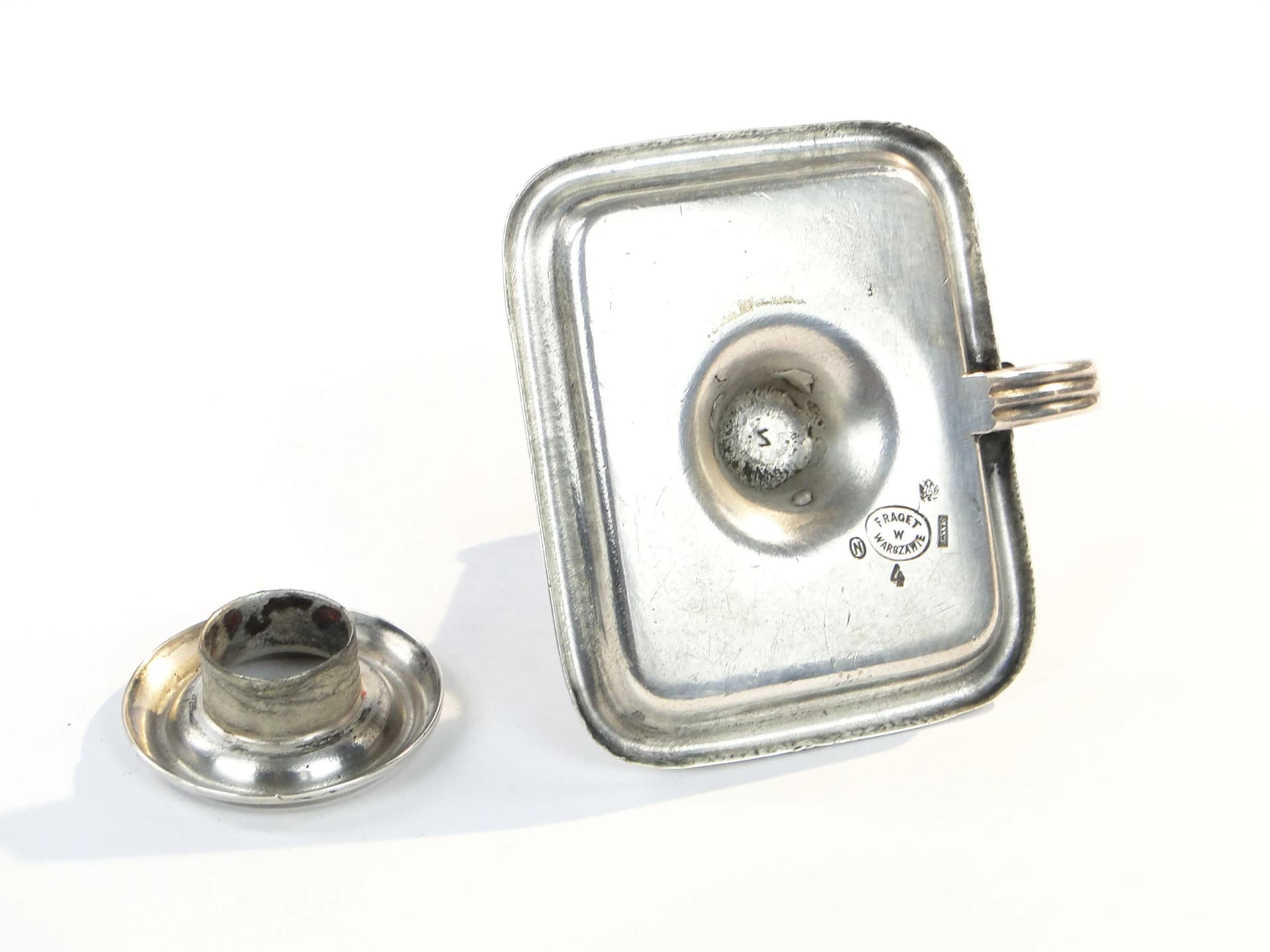 Kaganek bużuarek, srebro platerowane, Fraget, Polska, XIX w. - 9552