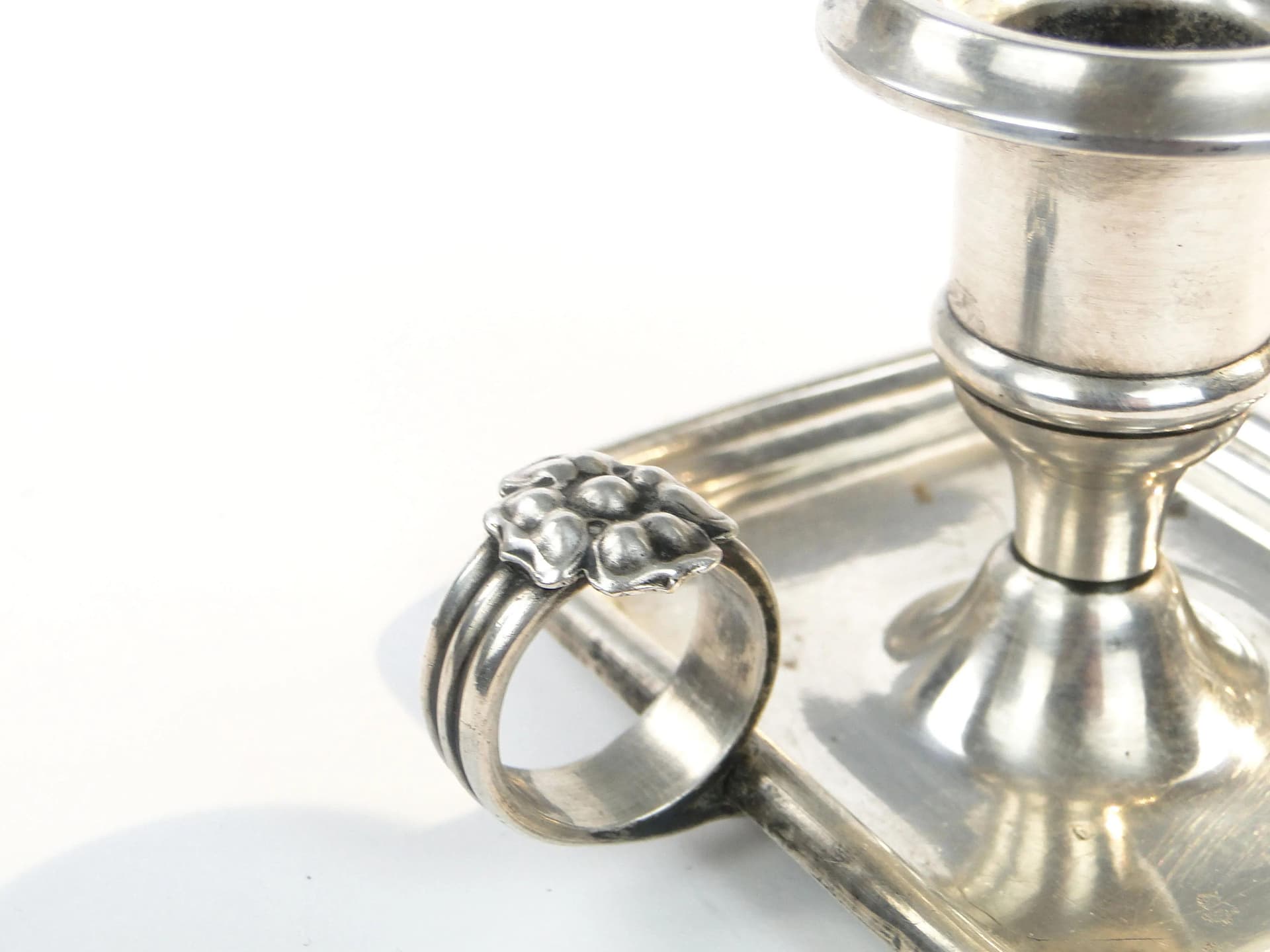 Kaganek bużuarek, srebro platerowane, Fraget, Polska, XIX w. - 9549