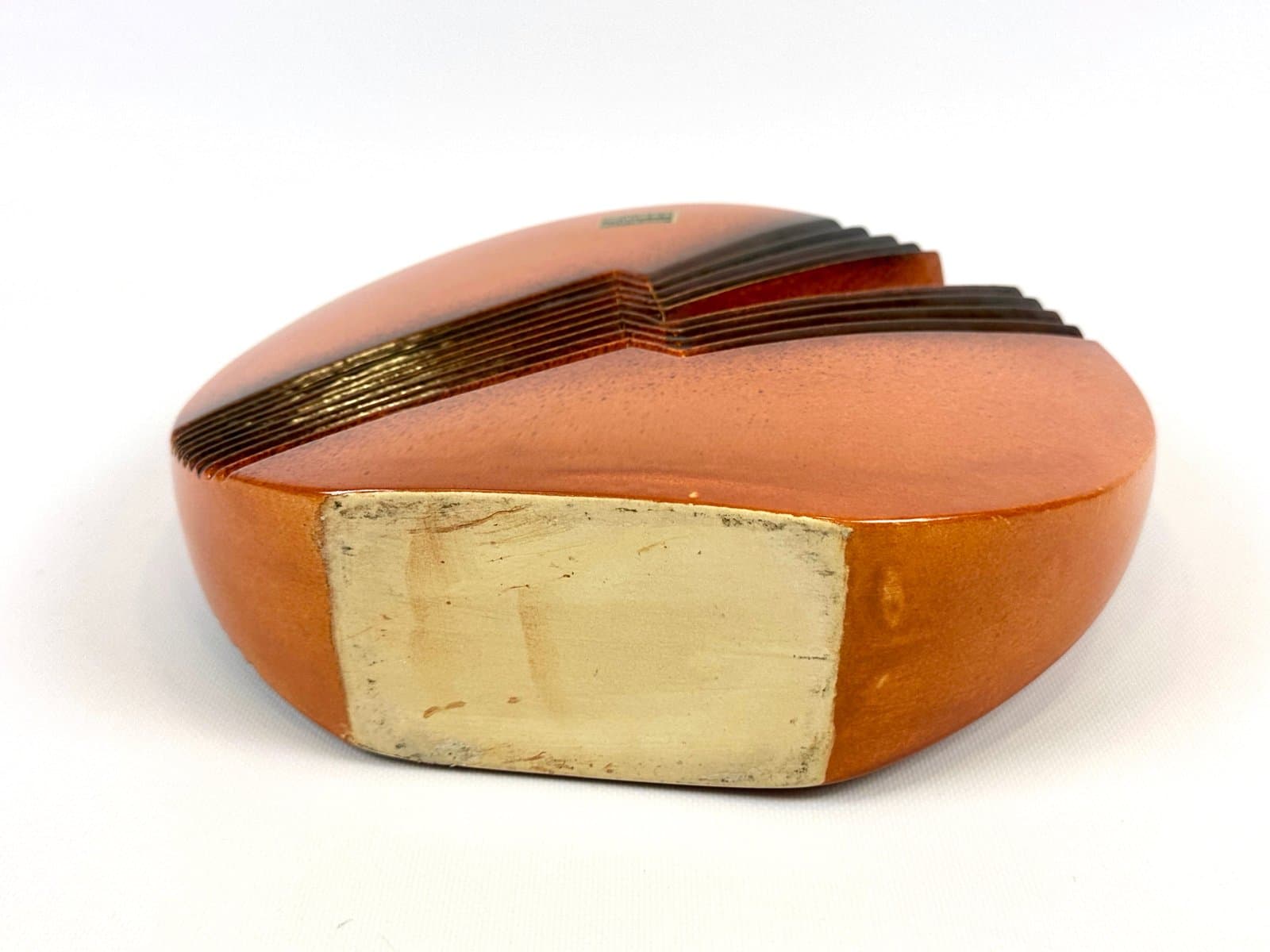 Vase, orange stoneware, by E. Lucini, Italy, 1970s. - 154627