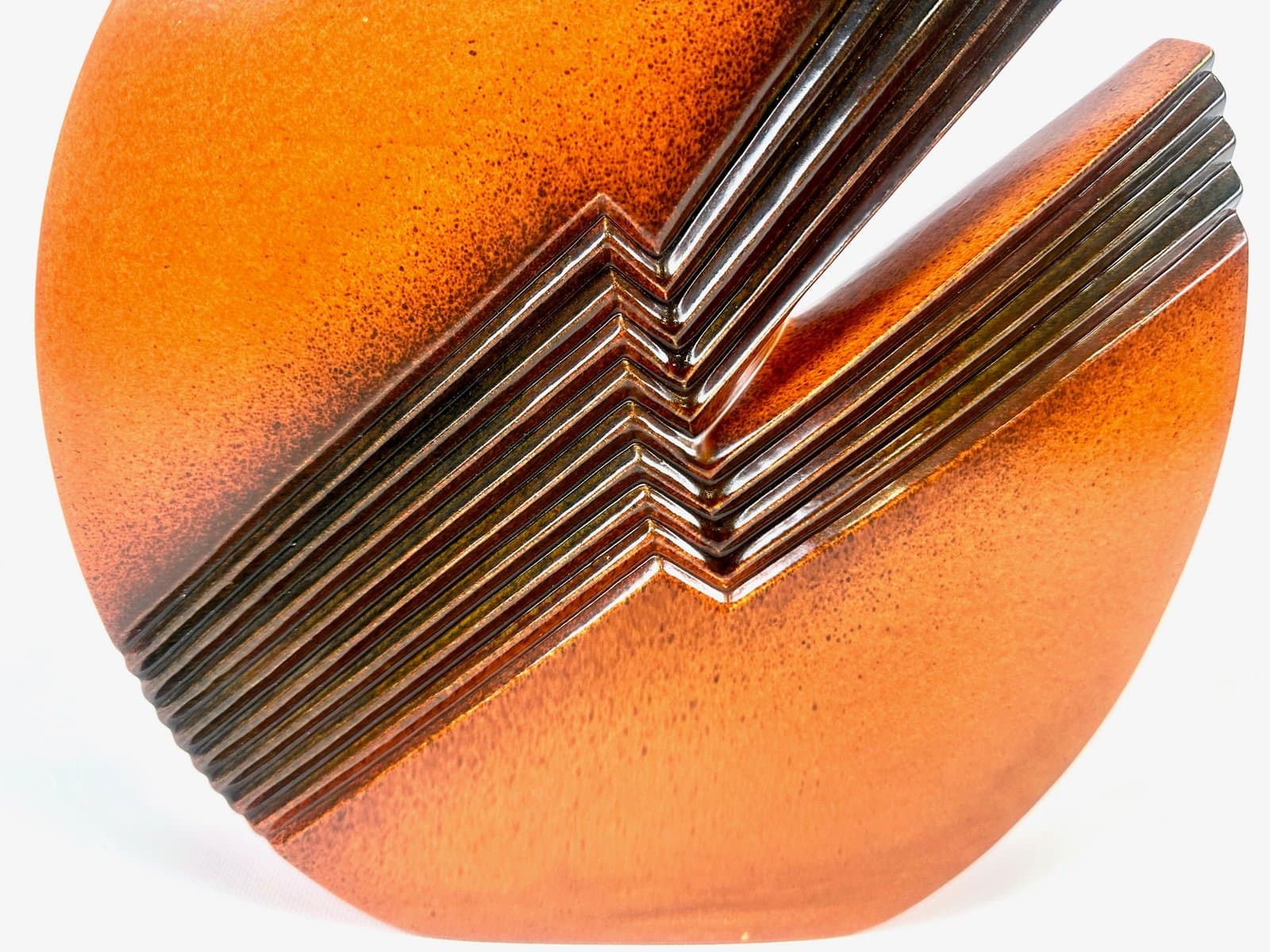 Vase, orange stoneware, by E. Lucini, Italy, 1970s. - 154617