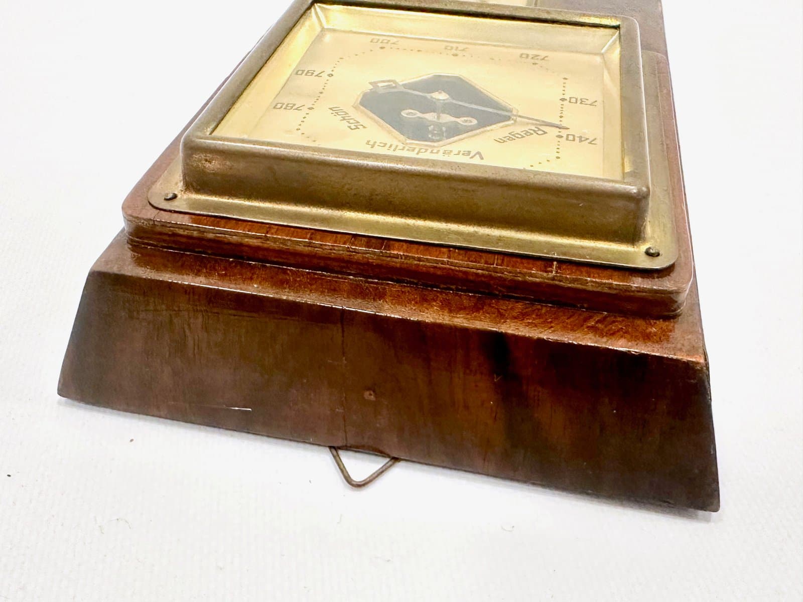 Stacja pogodowa Art Deco, orzech brązowy, mosiądz, Niemcy, lata 30. - 154666