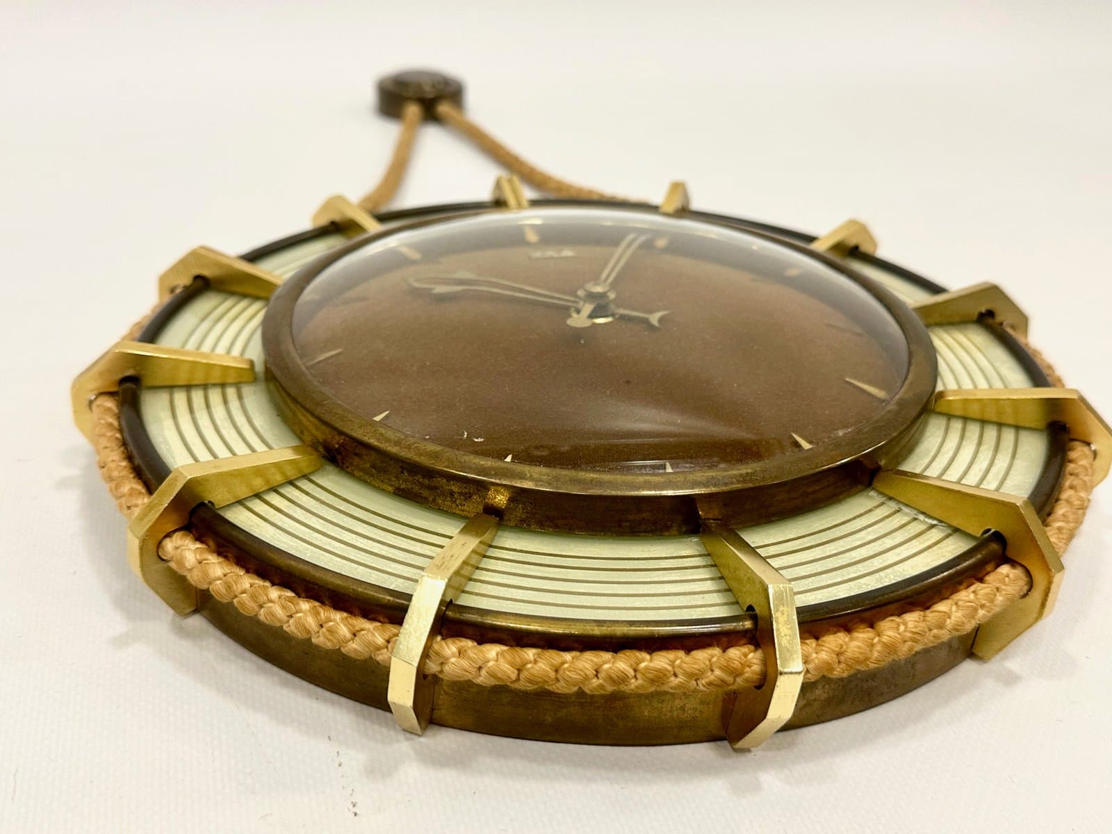 Wall clock, brown, brass, Germany, 1960s. - 154682