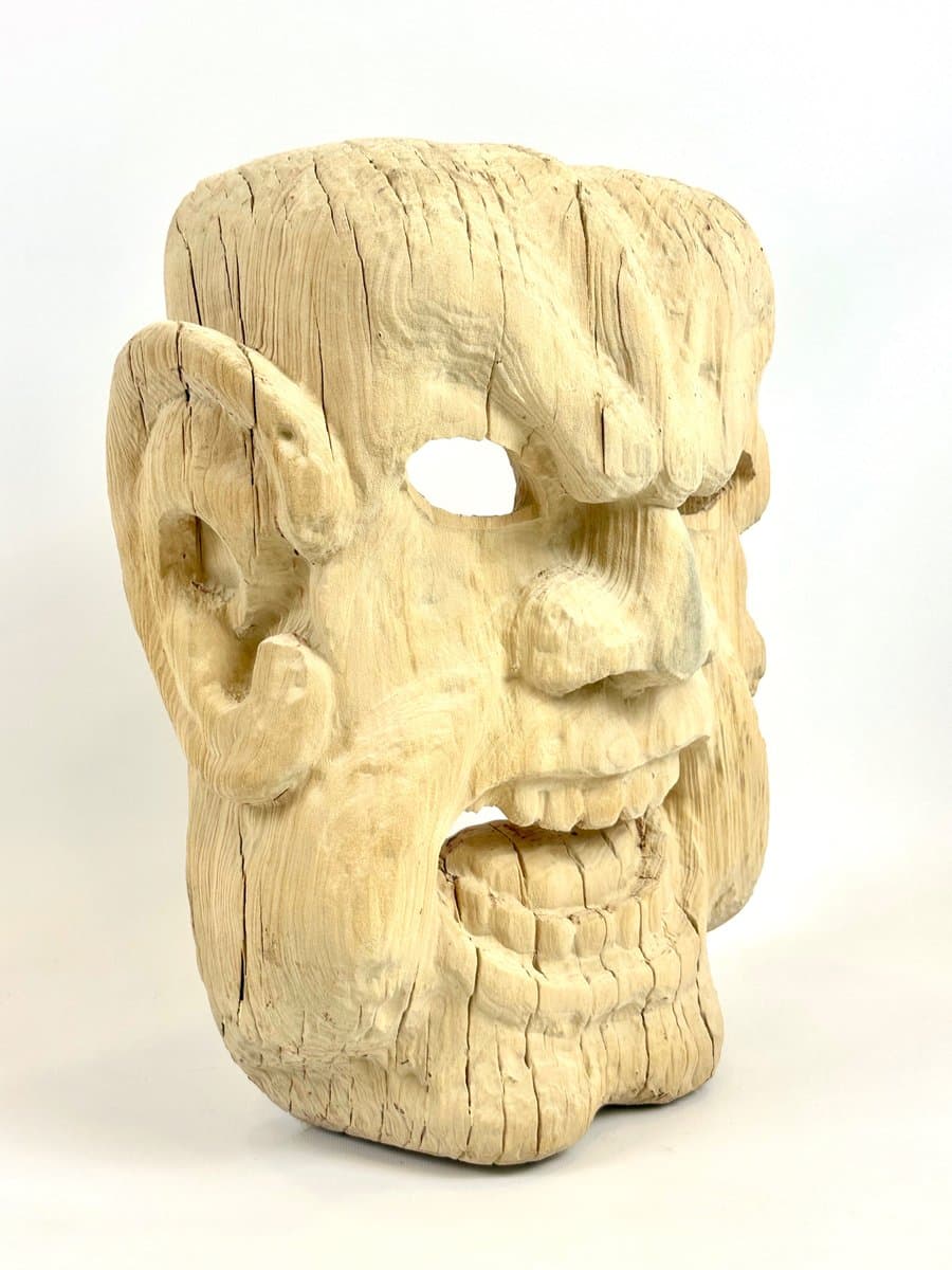 Maska dekoracyjna, folk art, beżowy, drewno, XX w. - 154689