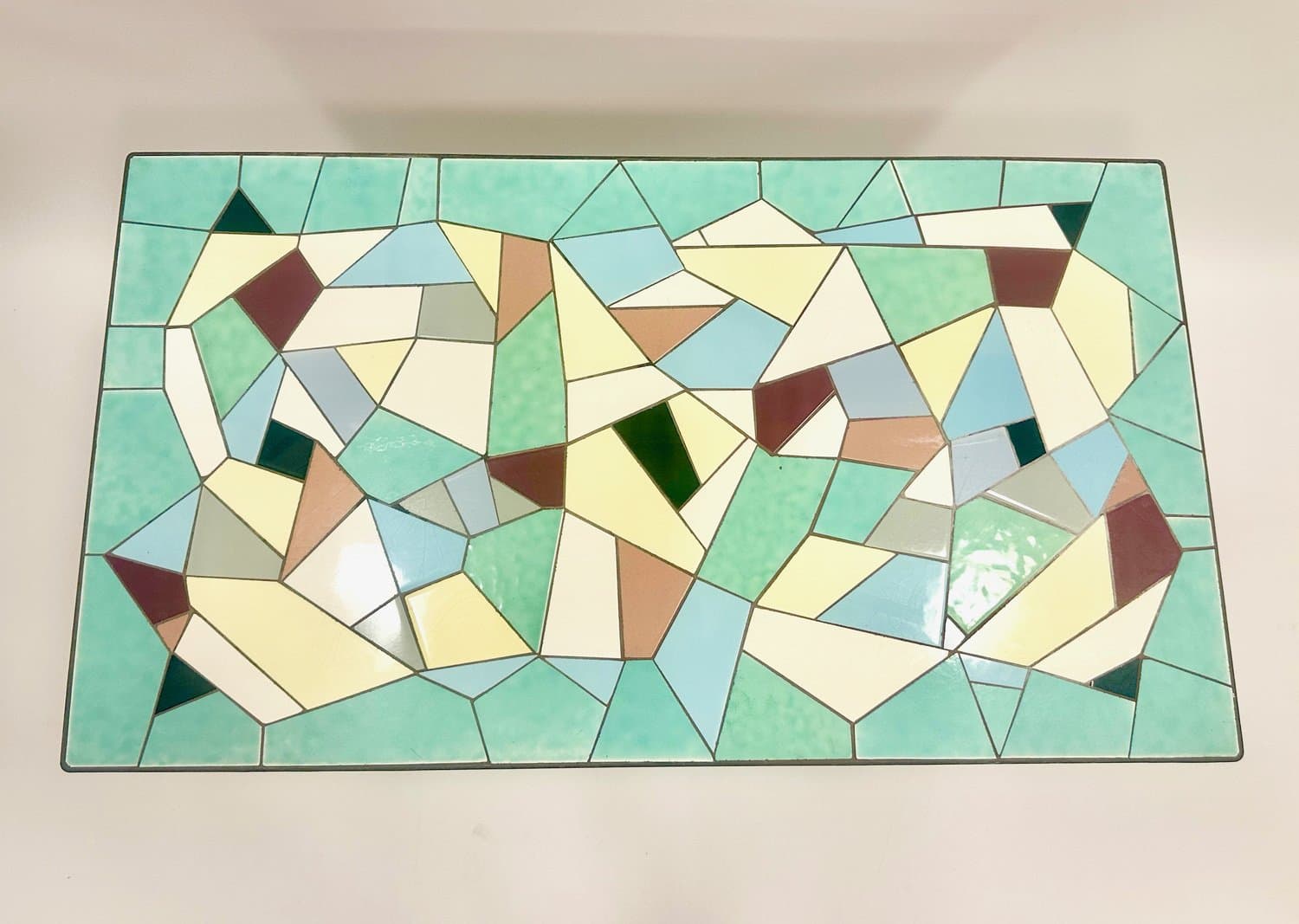 Coffee table, green mosaic, ceramic, black cast iron, Germany, 1960s. - 154739