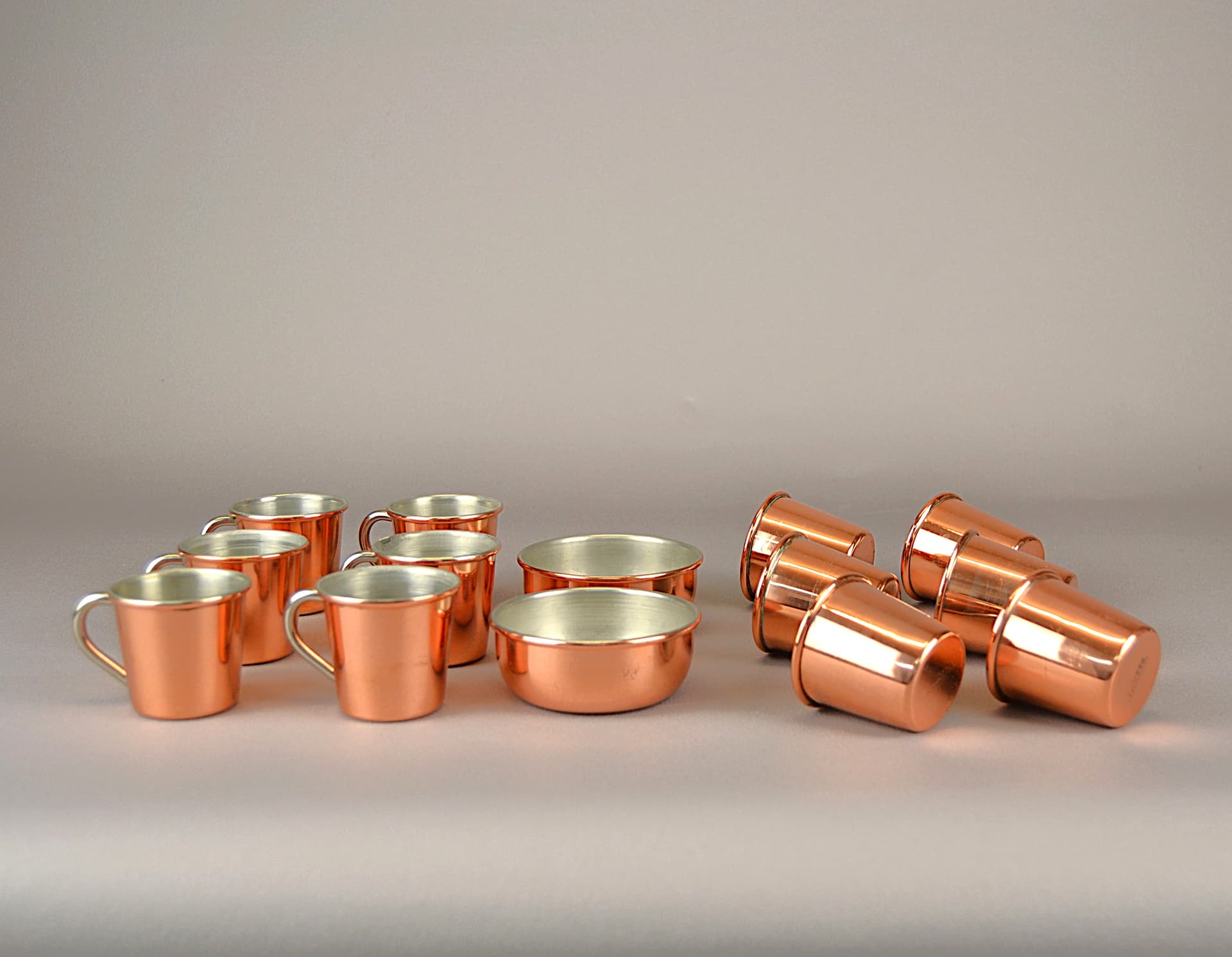 Set of Cups and Bowls, Copper, Sweden, 1970s - 1119