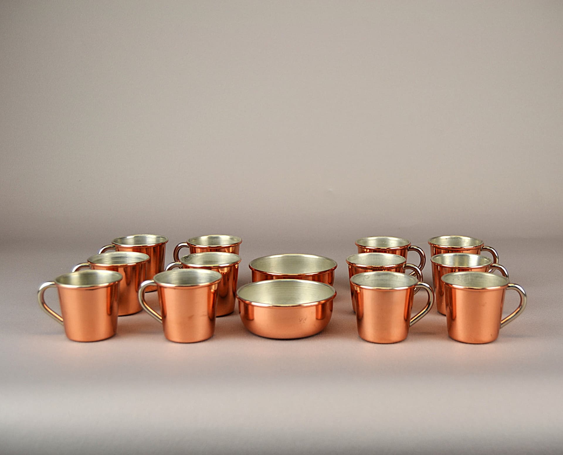 Set of Cups and Bowls, Copper, Sweden, 1970s - 1118