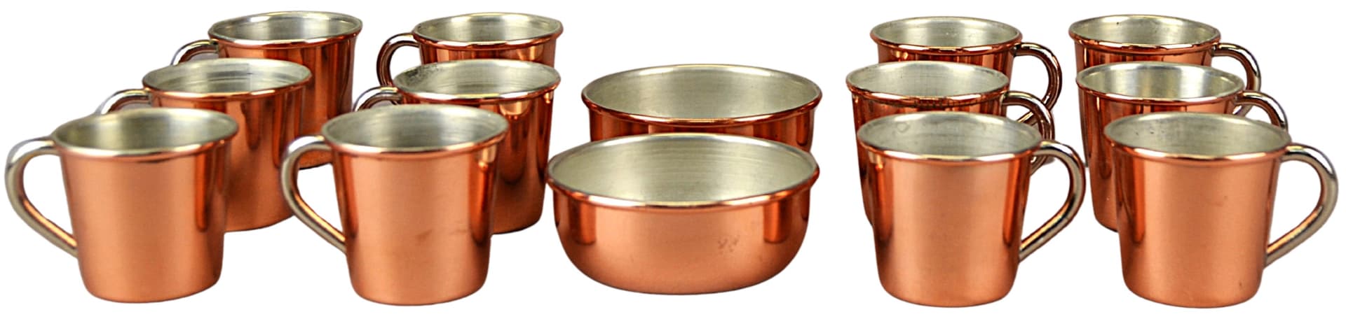 Set of Cups and Bowls, Copper, Sweden, 1970s