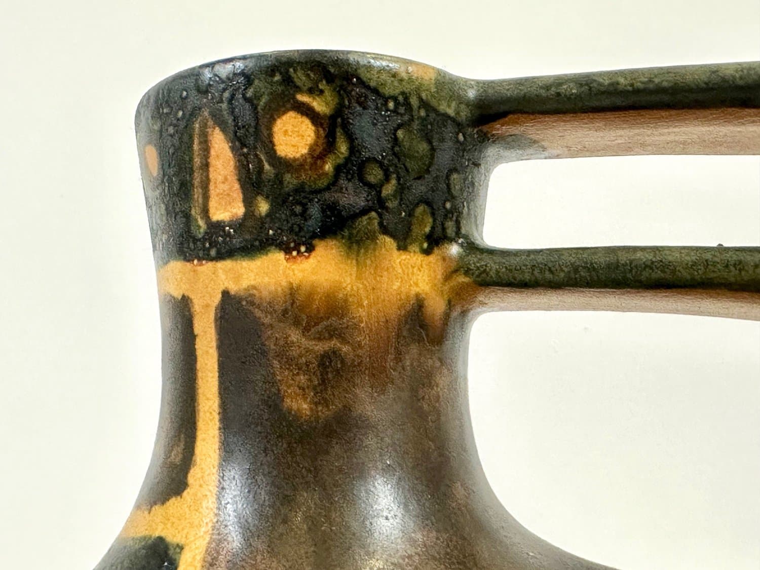 Dzban, zielony, ceramika, proj. E. Fritz-Lindner, Karlsruher Majolika, Niemcy, lata 70. - 154822