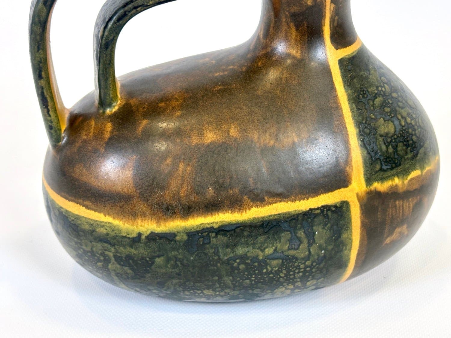 Dzban, zielony, ceramika, proj. E. Fritz-Lindner, Karlsruher Majolika, Niemcy, lata 70. - 154818