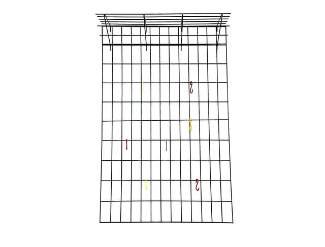 Wall-mounted coat rack with hat shelf, multicolor metal, Germany, 1960s. - DIMENSION