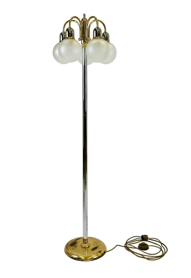 Lampa podłogowa Model Dome, szkło, stal srebrny złoty, Niemcy, lata 80. - WYMIARY