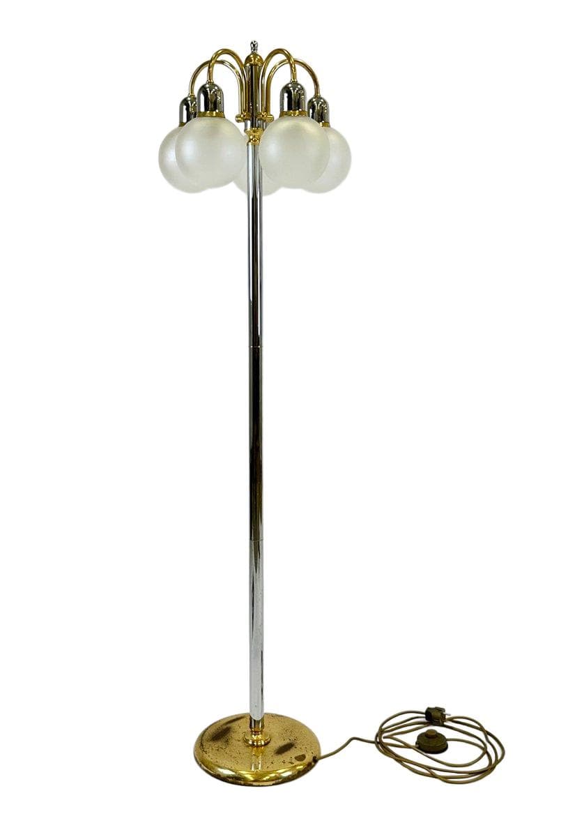Lampa podłogowa Model Dome, szkło, stal srebrny złoty, Niemcy, lata 80.