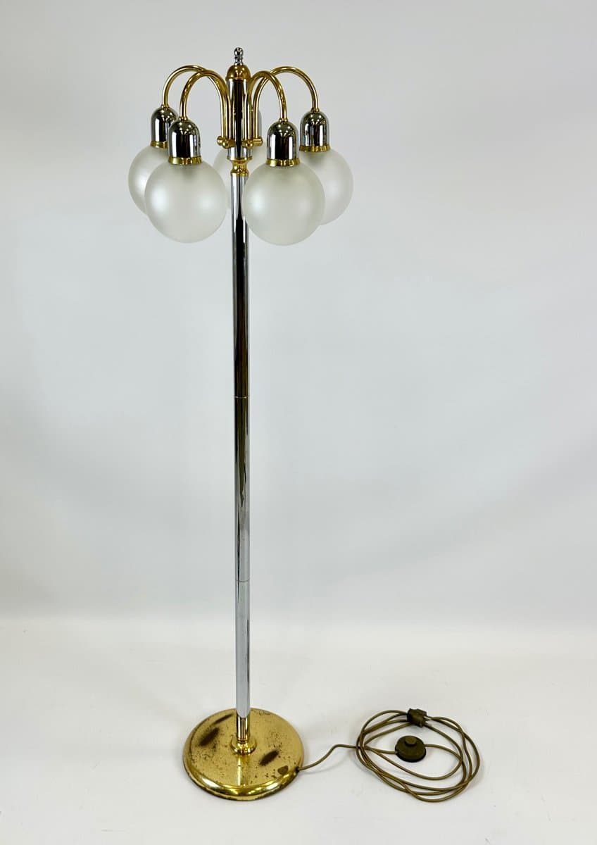 Lampa podłogowa Model Dome, szkło, stal srebrny złoty, Niemcy, lata 80. - 154847