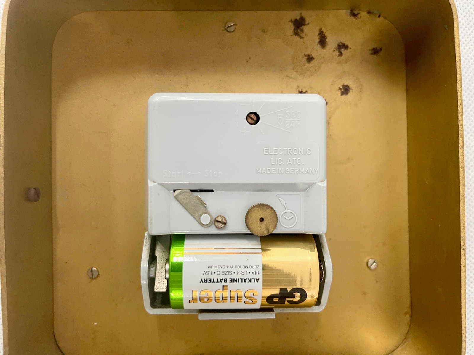 Zegar ścienny, Meister Anker, mosiądz złoty, skóra granatowa, Niemcy, lata 70. - 154856