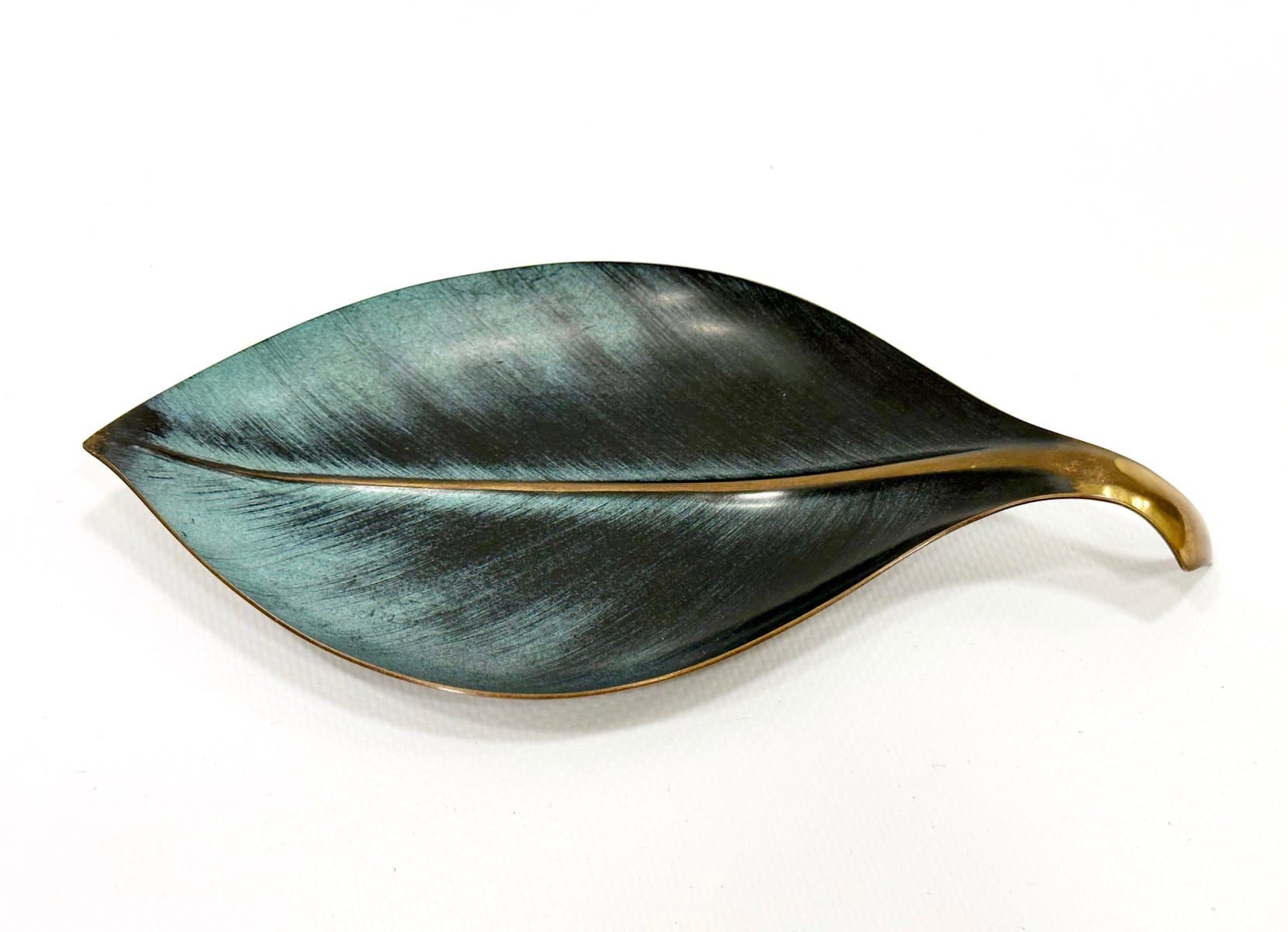Popielniczka liść, turkusowy, brąz, lata 70. - 154858