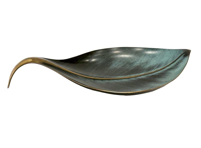 Popielniczka liść, turkusowy, brąz, lata 70.