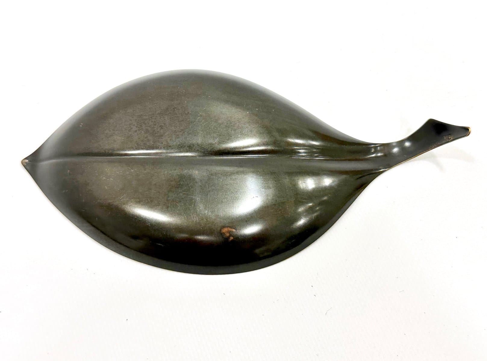 Popielniczka liść, turkusowy, brąz, lata 70. - 154860