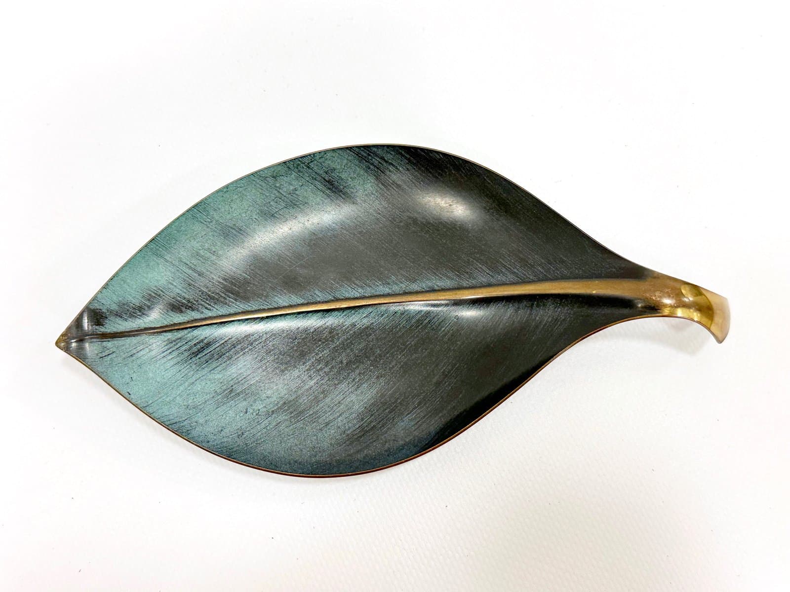 Popielniczka liść, turkusowy, brąz, lata 70. - 154857