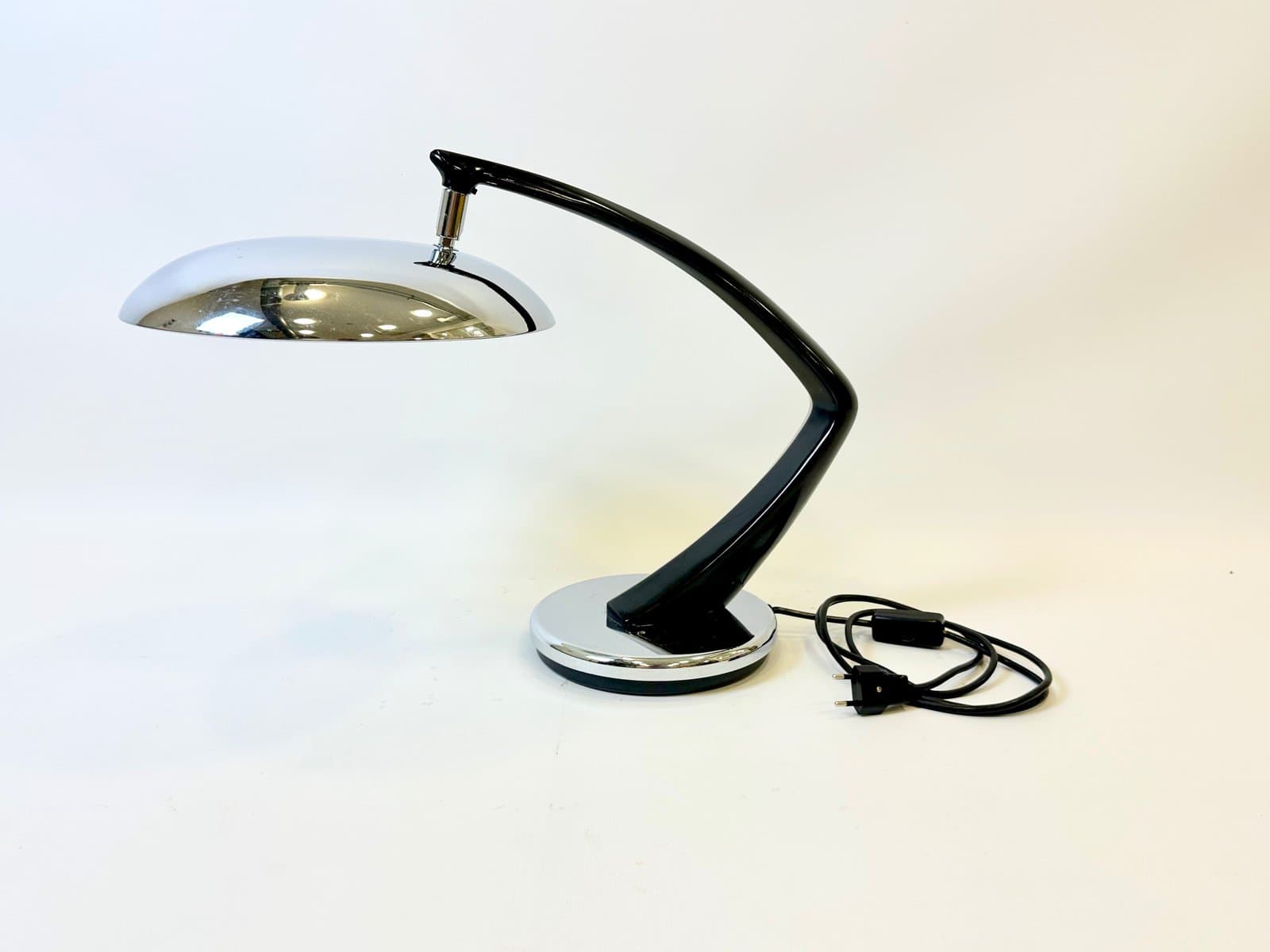 Lampa biurkowa Boomerang 64, czarny, metal, nikiel, Fase, Hiszpania, lata 70. - 154898