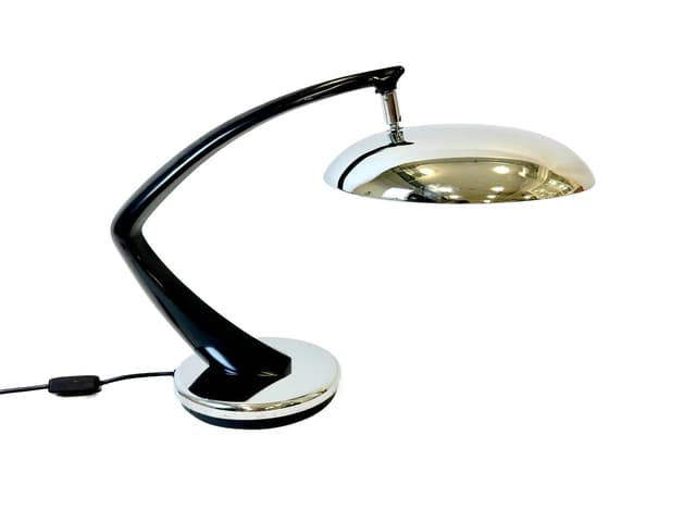Lampa biurkowa Boomerang 64, czarny, metal, nikiel, Fase, Hiszpania, lata 70. - WYMIARY