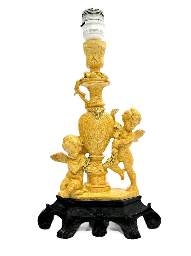 Table Lamp Neo-Classical, yellow, black, by A. Santini, Kalmar, Italy, 1960s. - DIMENSION