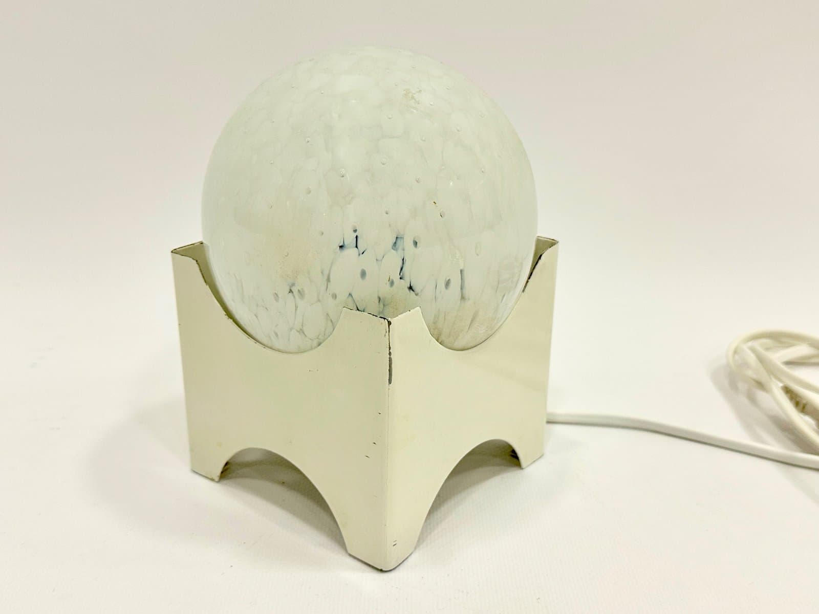 Table lamp, white, glass, metal, Poland, 1950s - 154916