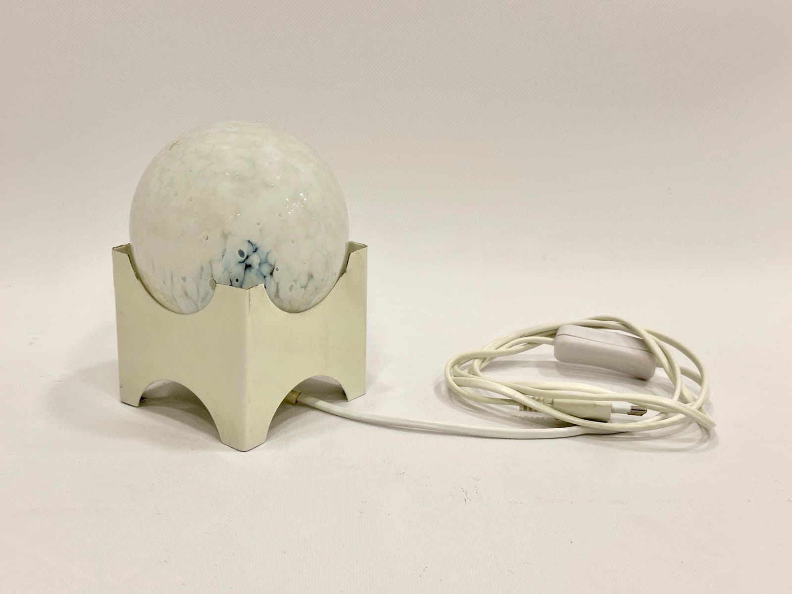 Table lamp, white, glass, metal, Poland, 1950s - 154920