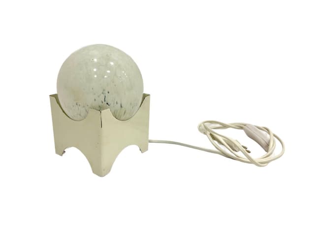 Table lamp, white, glass, metal, Poland, 1950s - DIMENSION