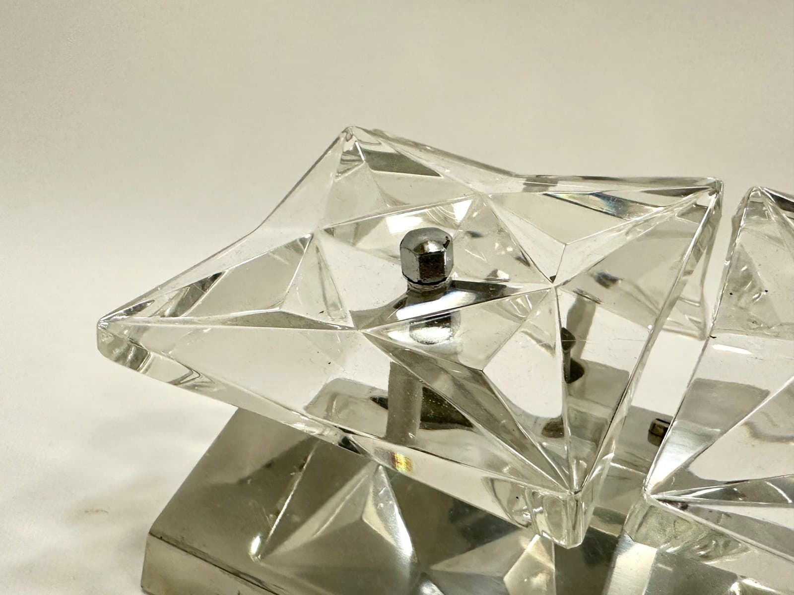 Kinkiet Kinkeldey, szkło kryształowe przezroczyste, metal srebrny, Niemcy, lata 70. - 154932