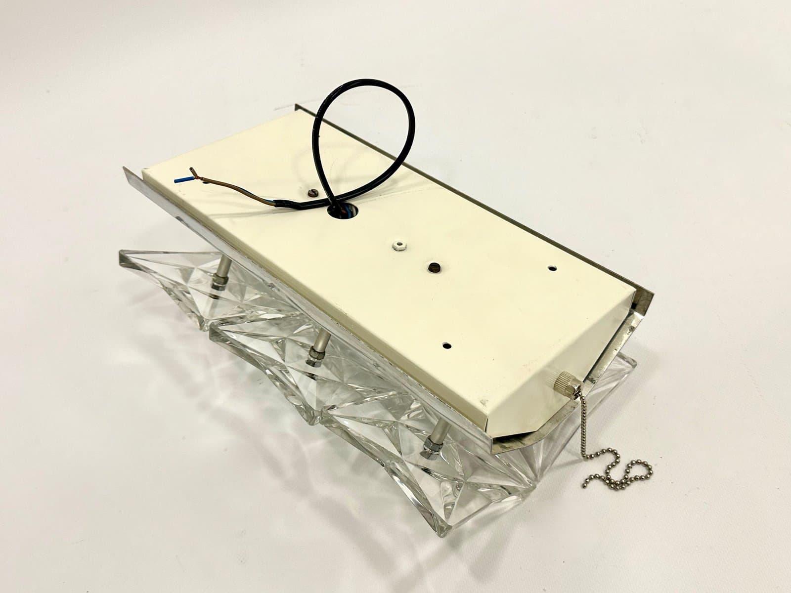 Kinkiet Kinkeldey, szkło kryształowe przezroczyste, metal srebrny, Niemcy, lata 70. - 154937