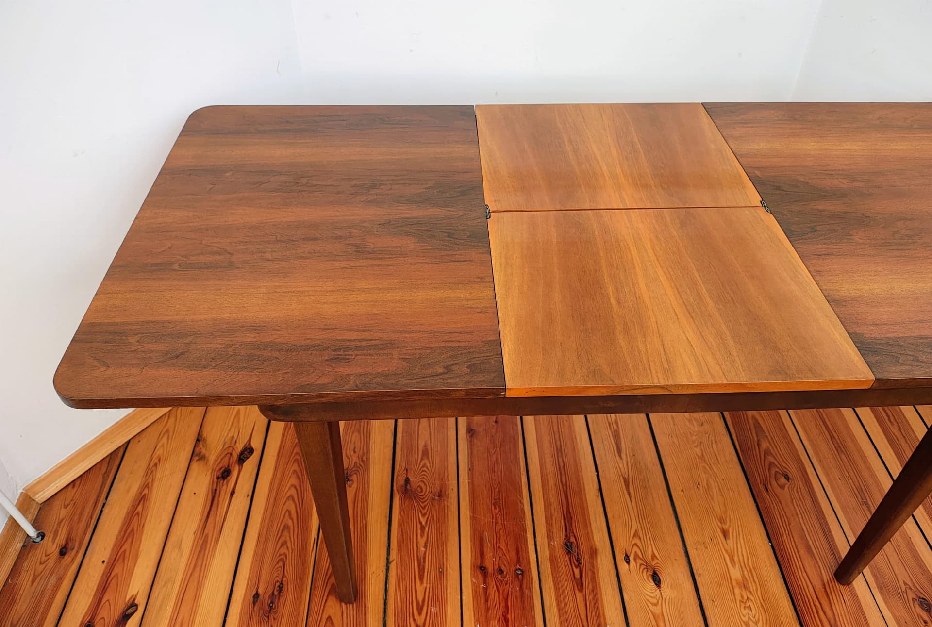 Extendable table, brown walnut, by J. Halabala, Jitona, Czechoslovakia, 1960s. - 136343