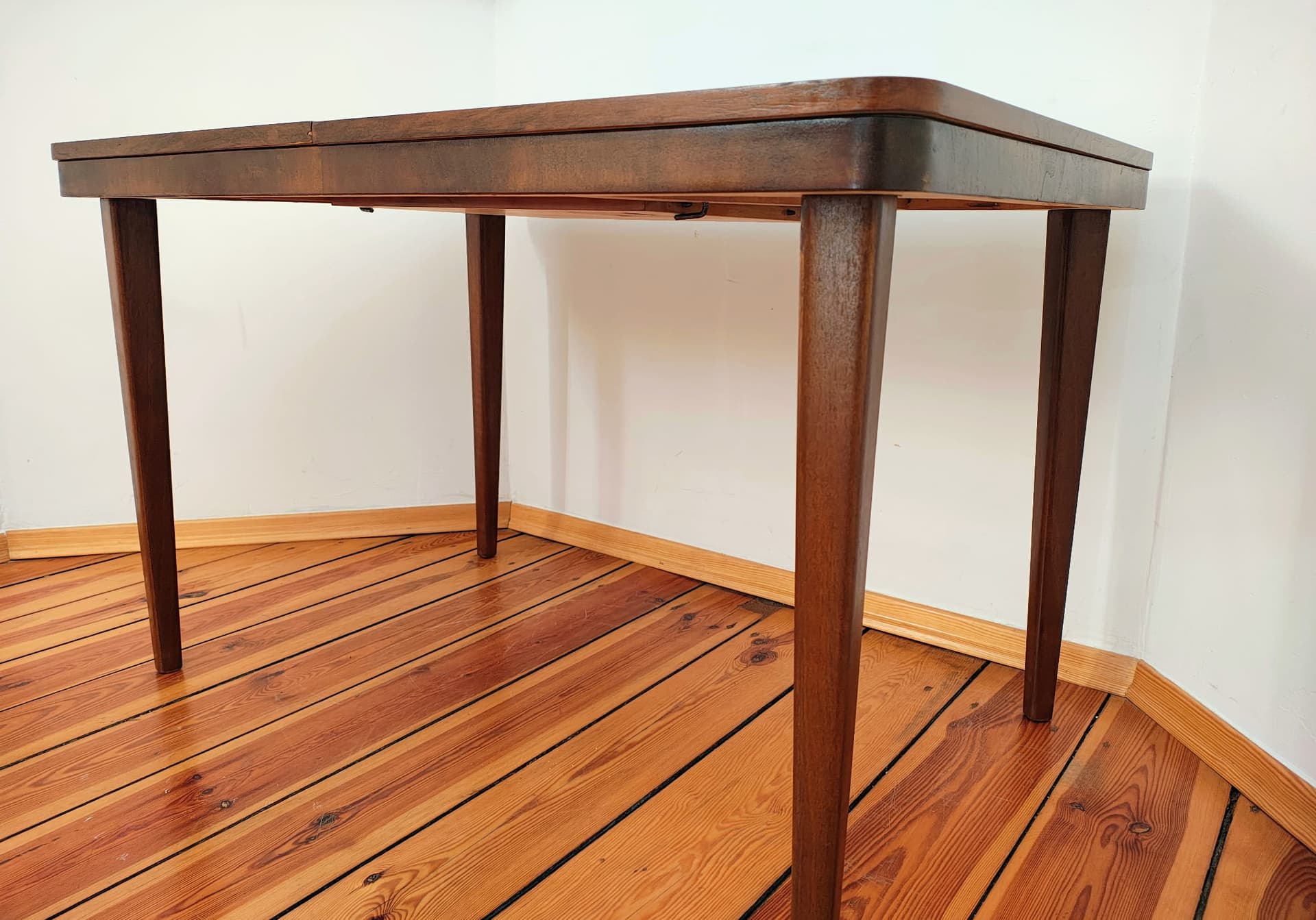 Extendable table, brown walnut, by J. Halabala, Jitona, Czechoslovakia, 1960s. - 136349