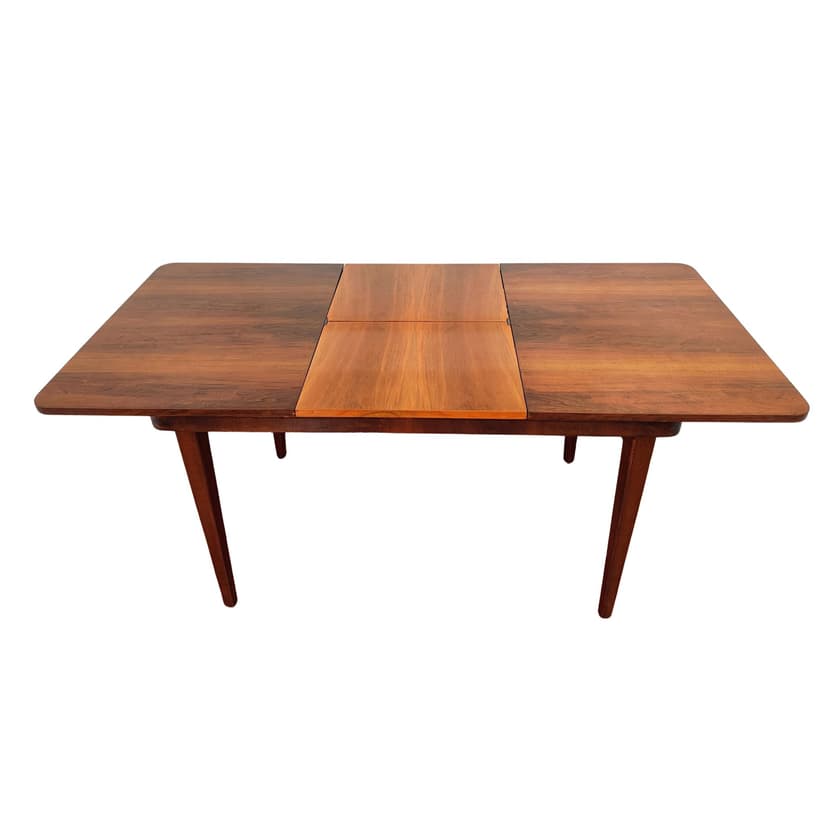 Extendable table, brown walnut, by J. Halabala, Jitona, Czechoslovakia, 1960s.