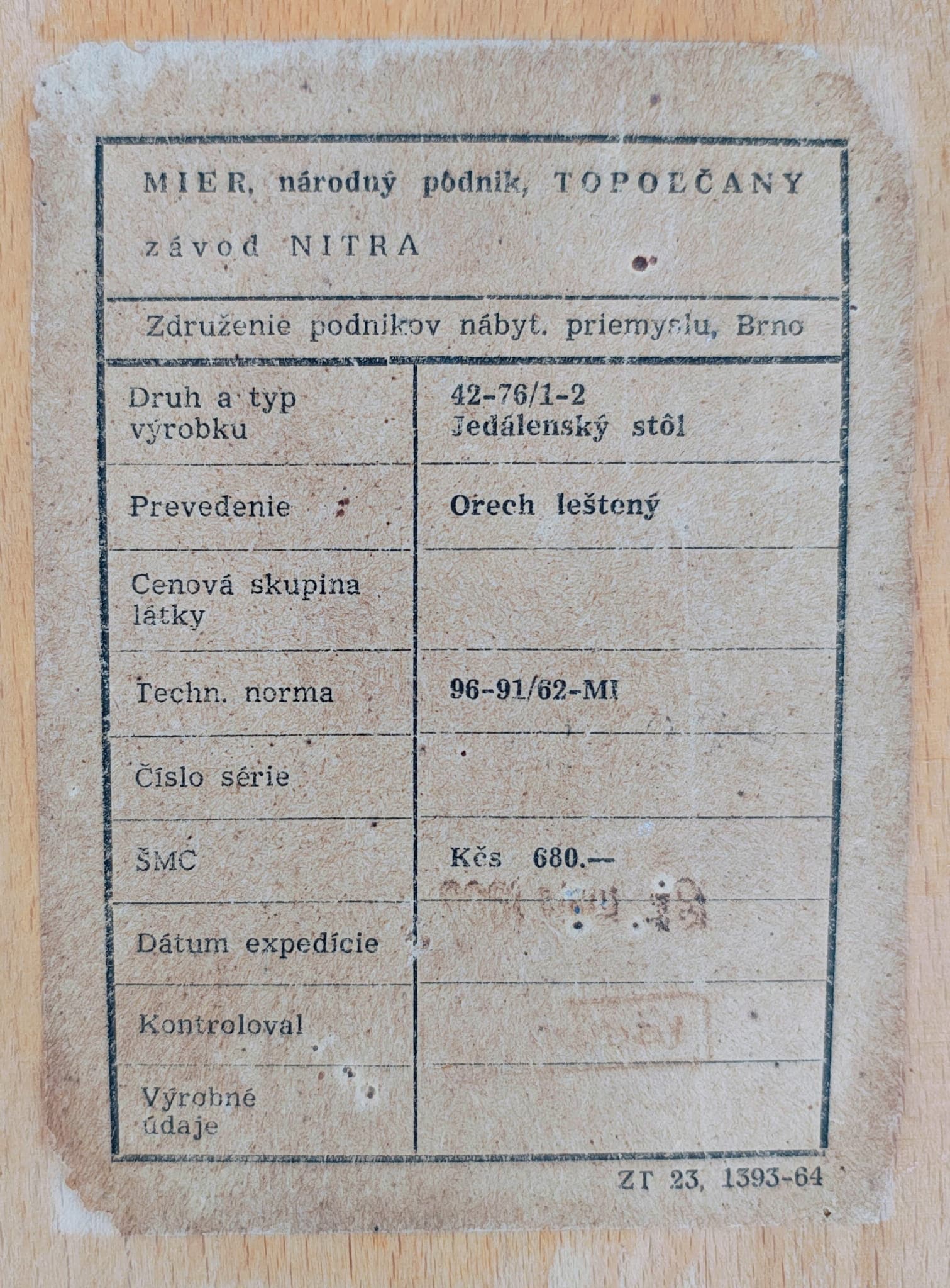 Extendable table, brown walnut, by J. Halabala, Jitona, Czechoslovakia, 1960s. - 136352