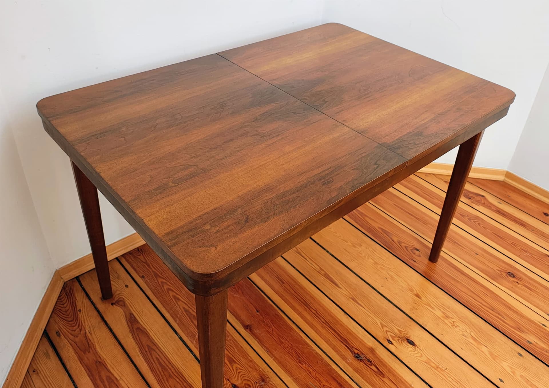 Extendable table, brown walnut, by J. Halabala, Jitona, Czechoslovakia, 1960s. - 136350