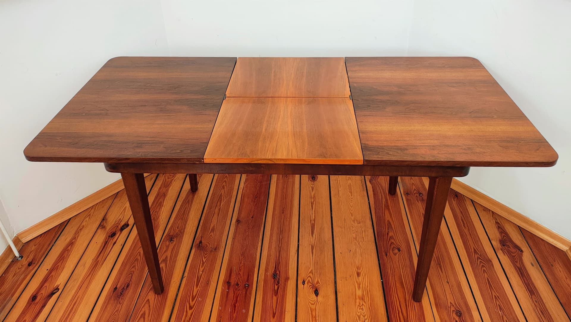 Extendable table, brown walnut, by J. Halabala, Jitona, Czechoslovakia, 1960s. - 136338