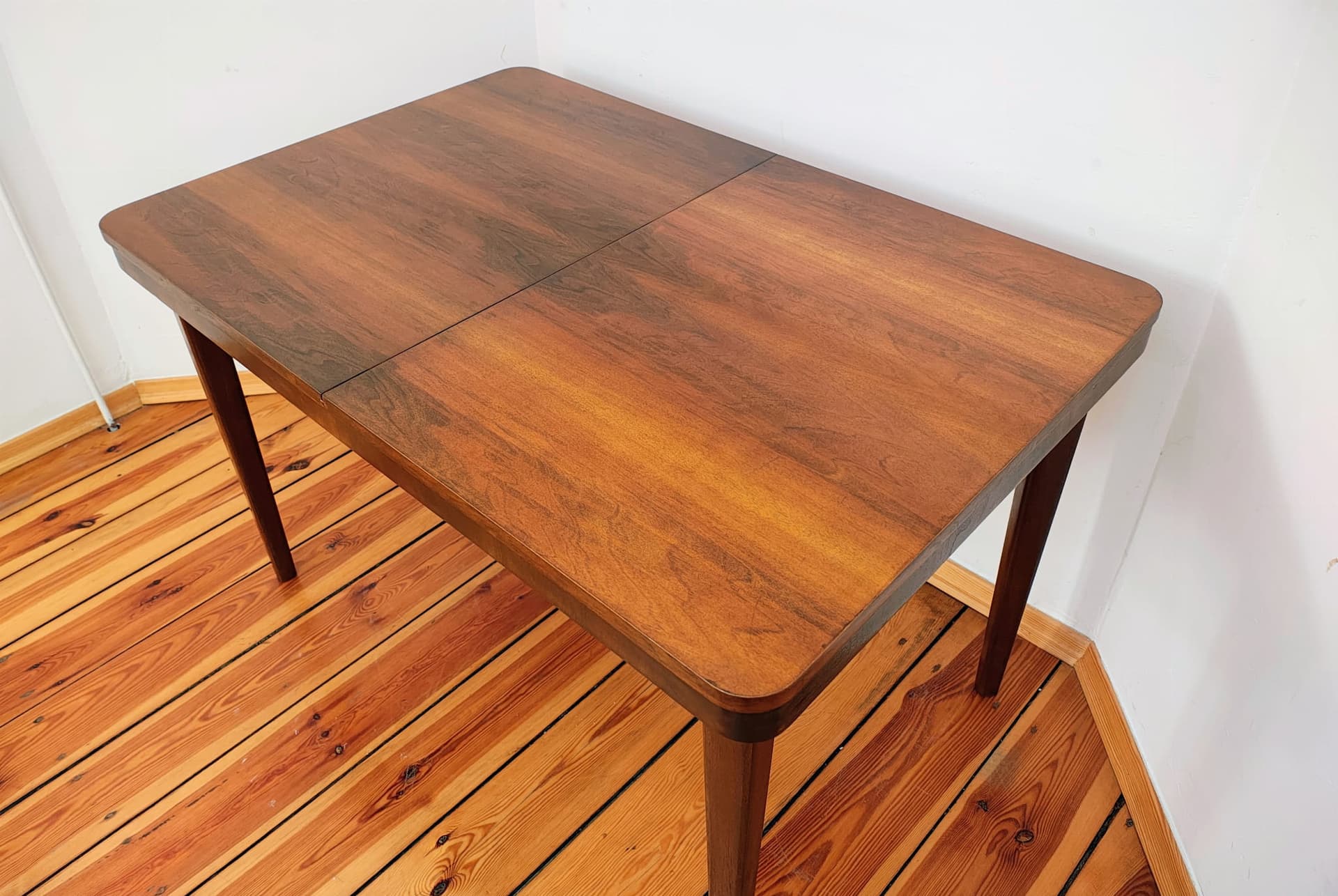 Extendable table, brown walnut, by J. Halabala, Jitona, Czechoslovakia, 1960s. - 136351