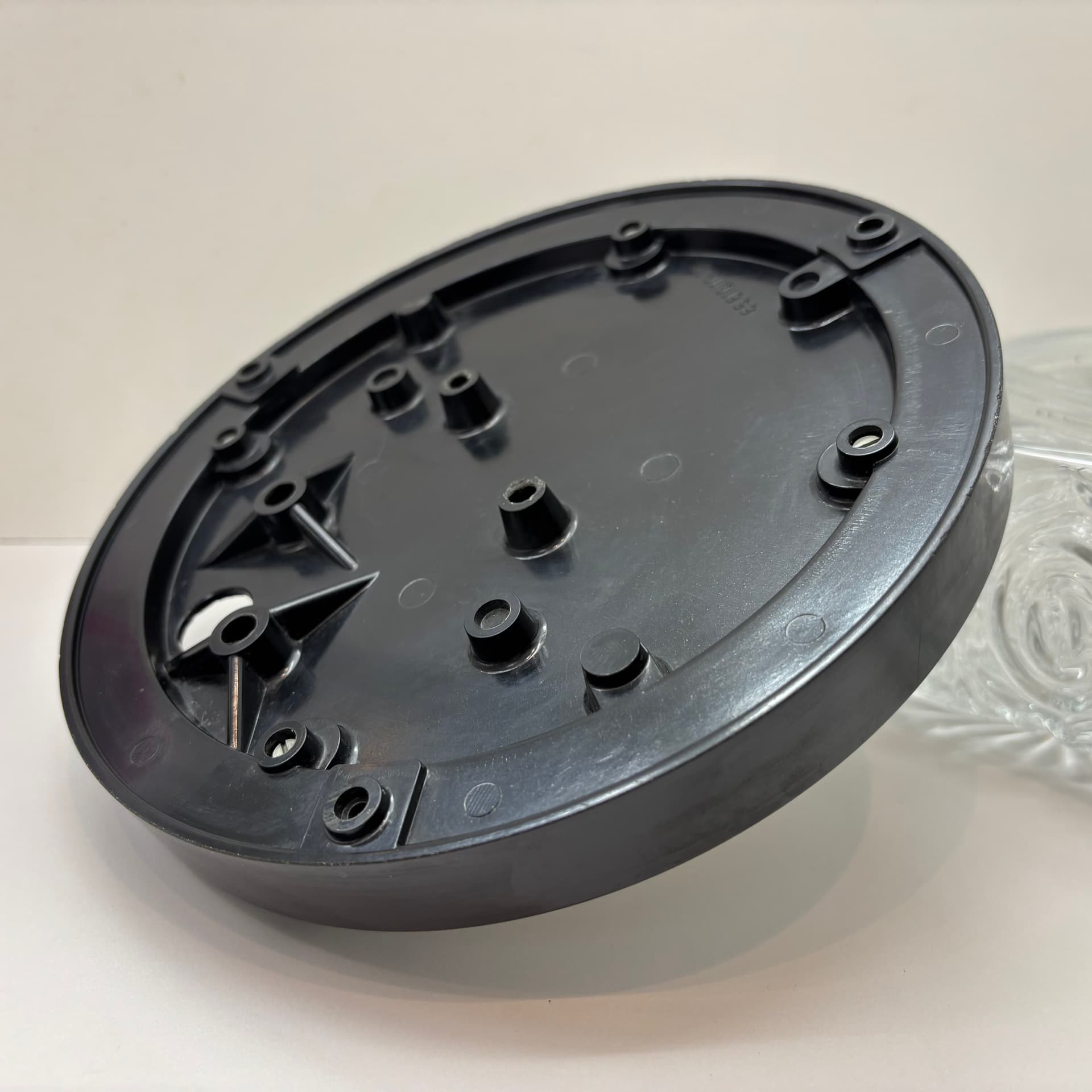 Kinkiet, transparentne szkło, bakelit czarny, Niemcy, lata 70. - 136363