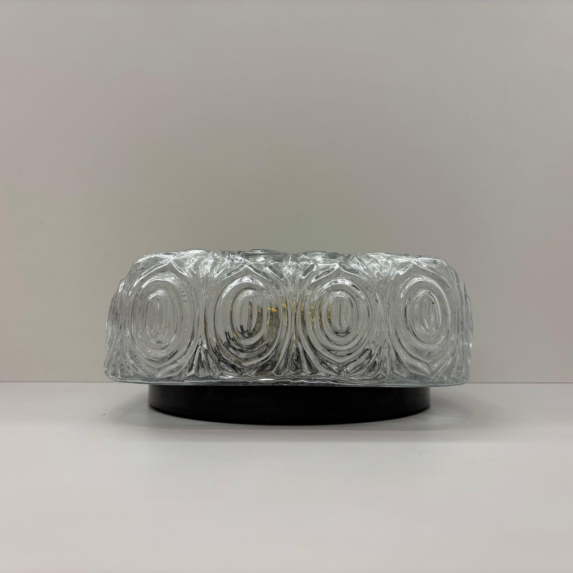 Kinkiet, transparentne szkło, bakelit czarny, Niemcy, lata 70. - 136362