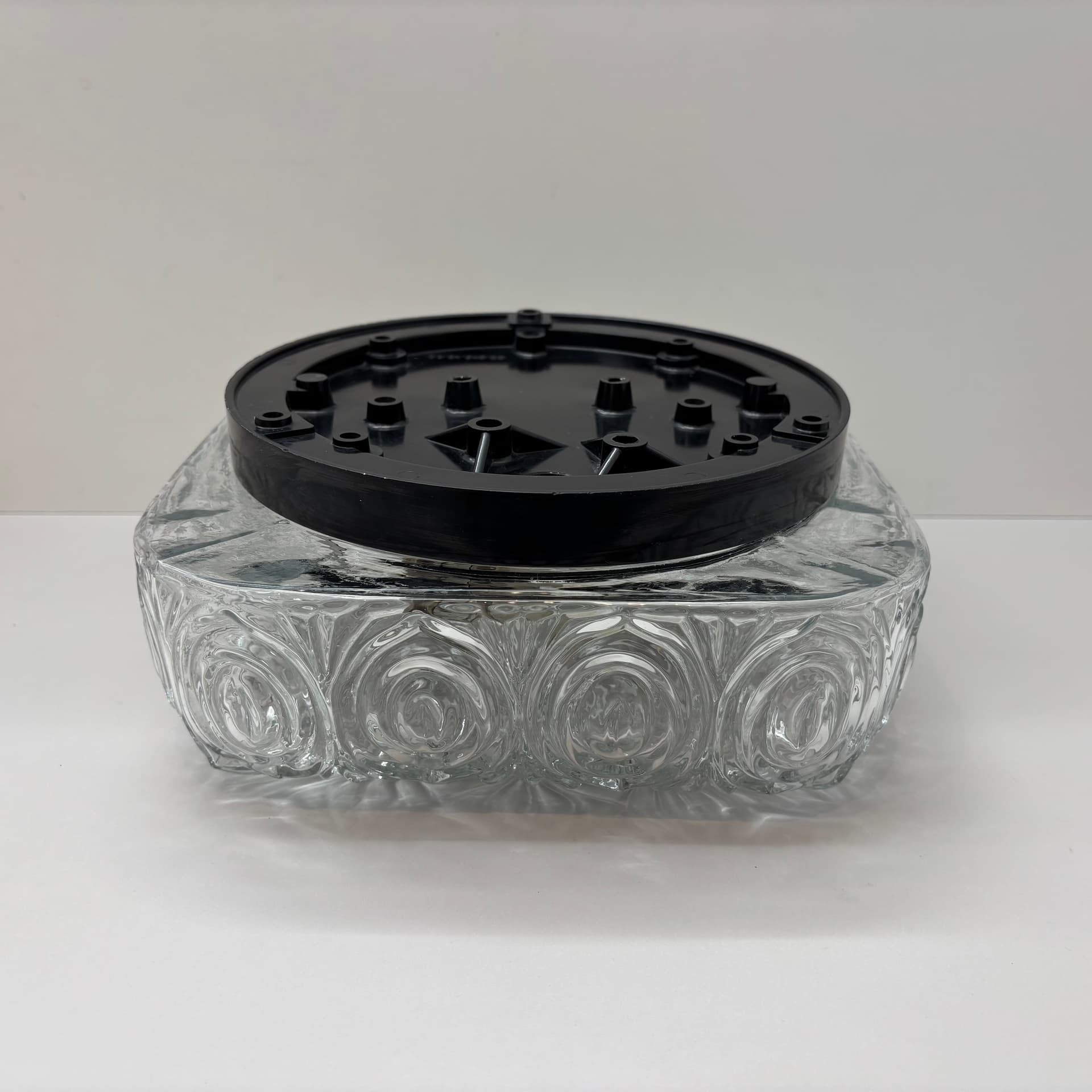 Kinkiet, transparentne szkło, bakelit czarny, Niemcy, lata 70. - 136368